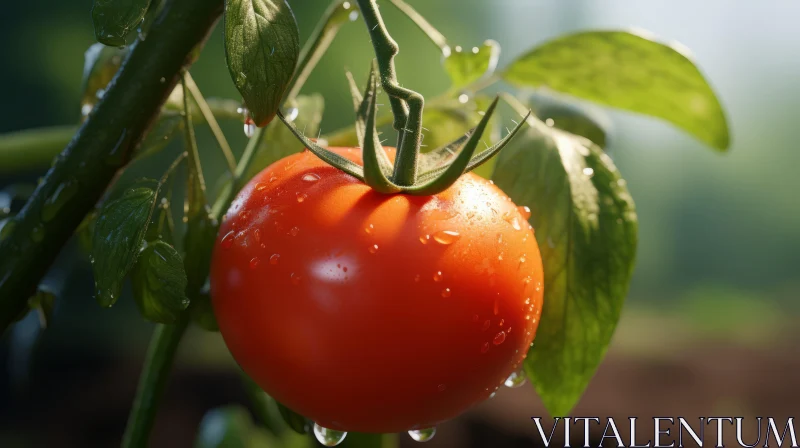 Fresh Tomato on Vine in Garden: Image of Environmental Consciousness AI Image
