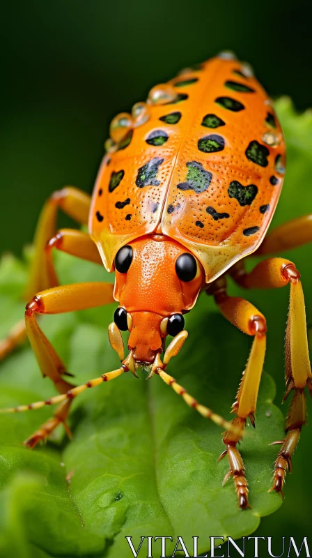Intricate Orange Insect amidst Detailed Foliage - A Nature's Wonder AI Image