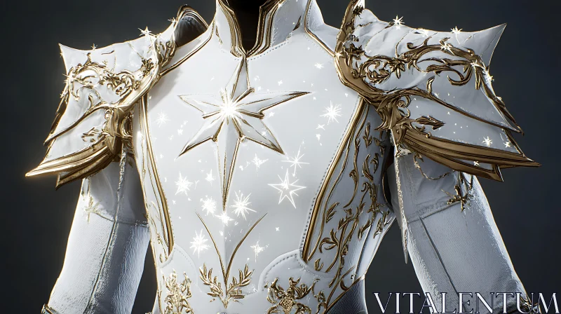 AI ART Detailed Fantasy Armor with Gold Trim