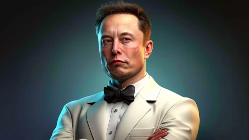 Elon Musk Portrait in Tuxedo