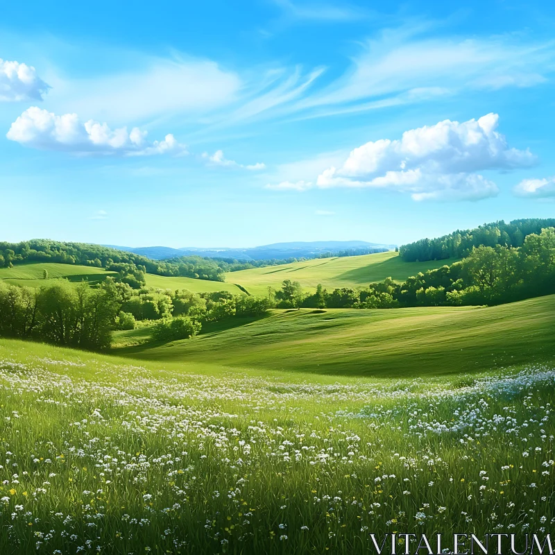 AI ART Lush Green Hills and Meadow Vista