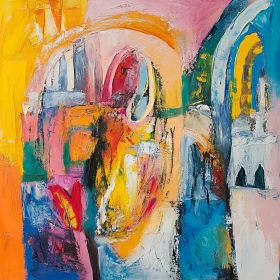 Vibrant Abstract Artwork with Dynamic Forms