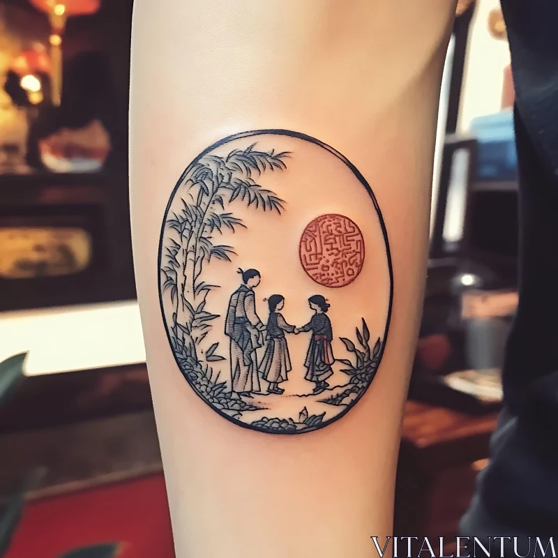 Traditional Asian-Inspired Tattoo Art AI Image