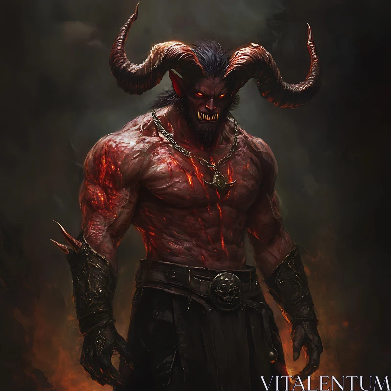 AI ART Crimson Horror: Demon with Horns