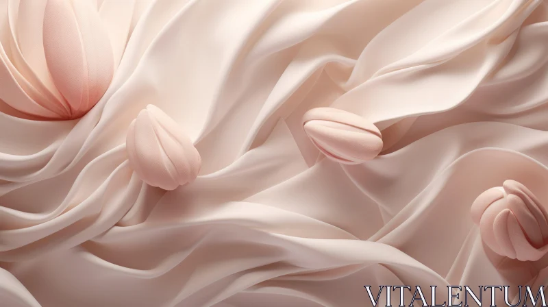 Abstract Silk Petals and Ivory Fabrics - Minimalist Art AI Image