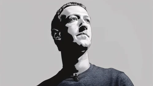 Black and White Portrait of Mark Zuckerberg