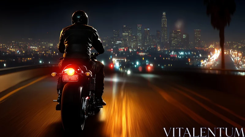 Urban Motorcycle Ride at Night AI Image