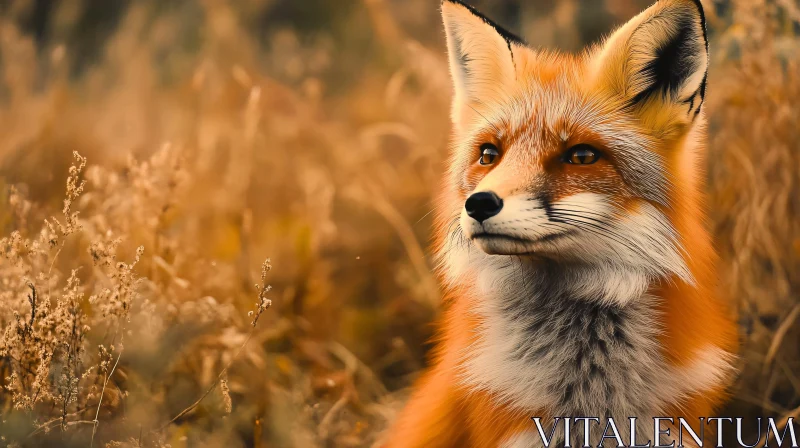 Red Fox in Golden Field AI Image