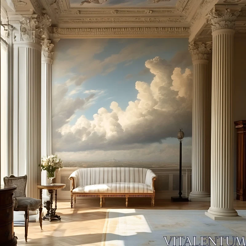 AI ART Classical Columns and Cloudscape Art