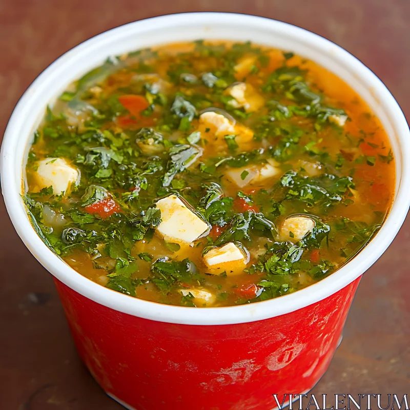 Herb Soup with Vegetables and Tofu AI Image