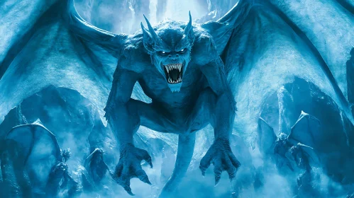 Blue Gargoyle Fantasy Creature