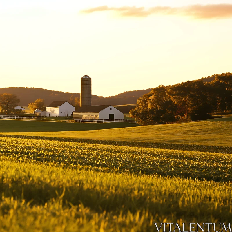 AI ART Tranquil Farmland at Dusk | Rural Landscape