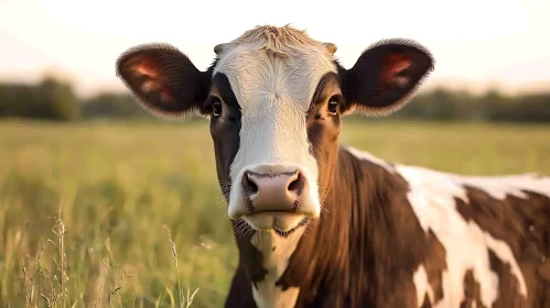 Peaceful Cow in Grassy Field
