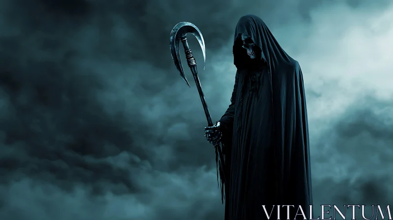 Hooded Figure with Scythe AI Image