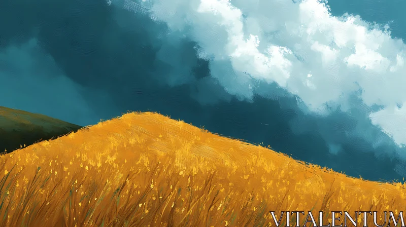 Painted Field Landscape AI Image