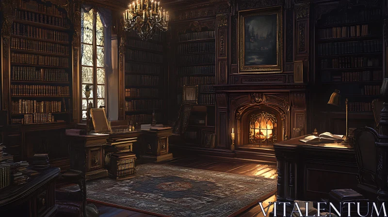 AI ART A Cozy Library Interior Scene