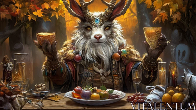 AI ART Regal Rabbit at Lavish Forest Banquet