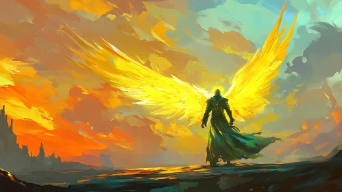 Winged Guardian at Sunset