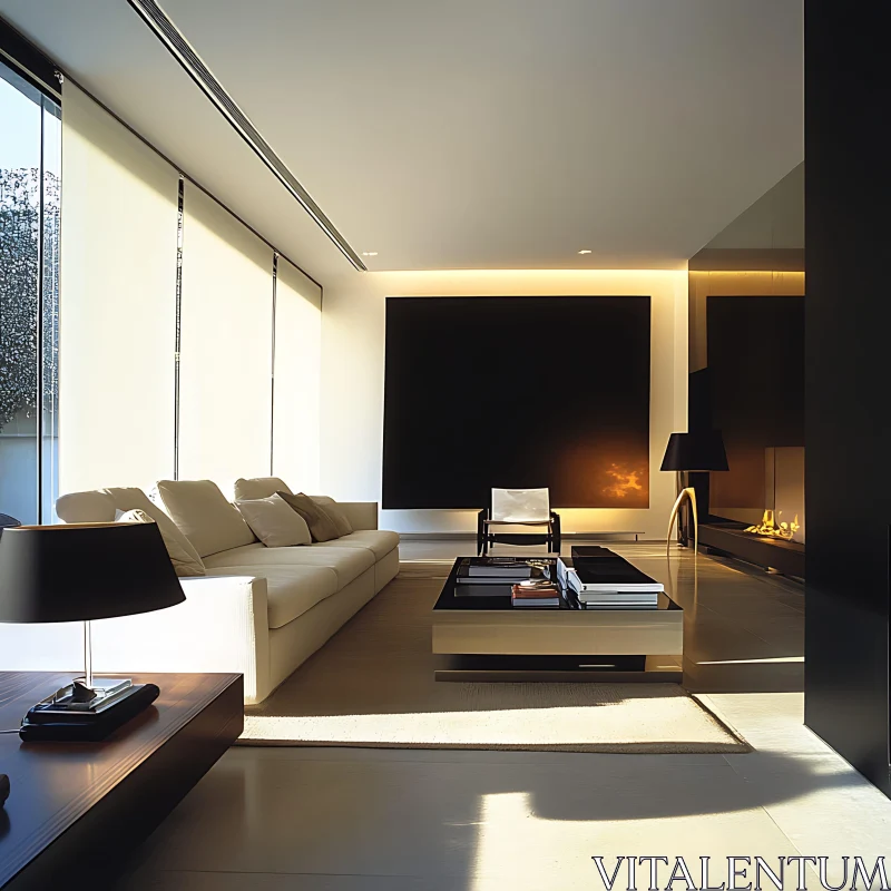 Modern Living Room with Clean Lines AI Image