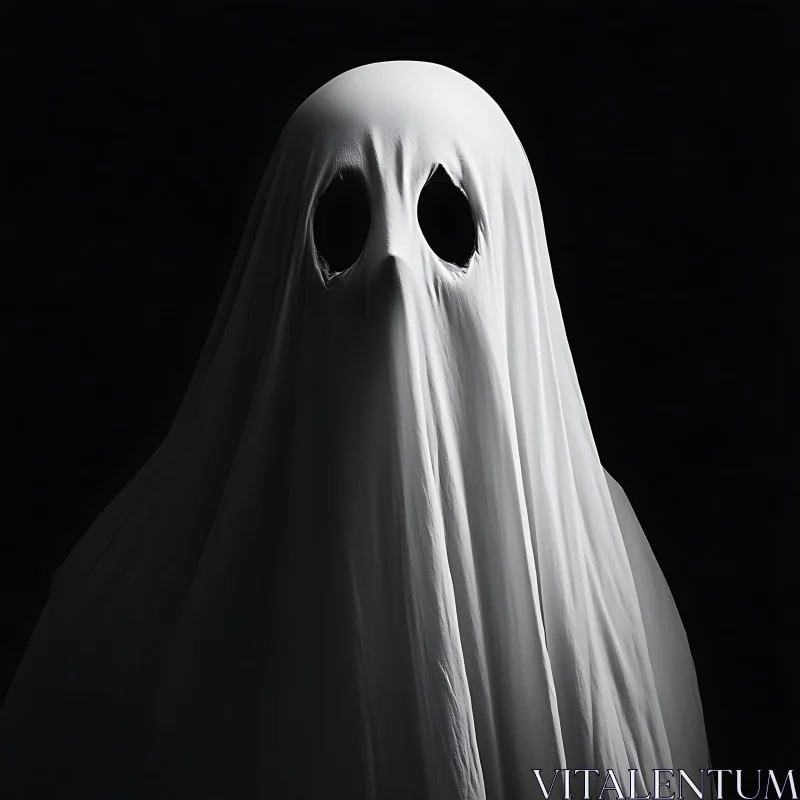 Spectral White Ghost in Darkness AI Image