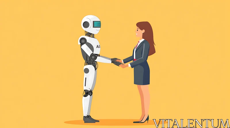 AI ART Future Partnership: Woman and Robot Handshake