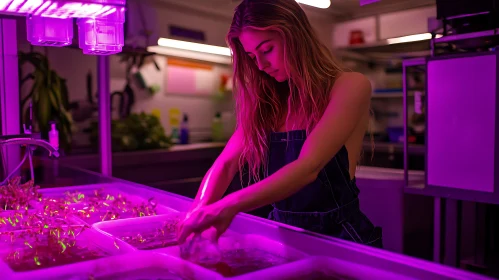 Indoor Gardening with Purple Lighting