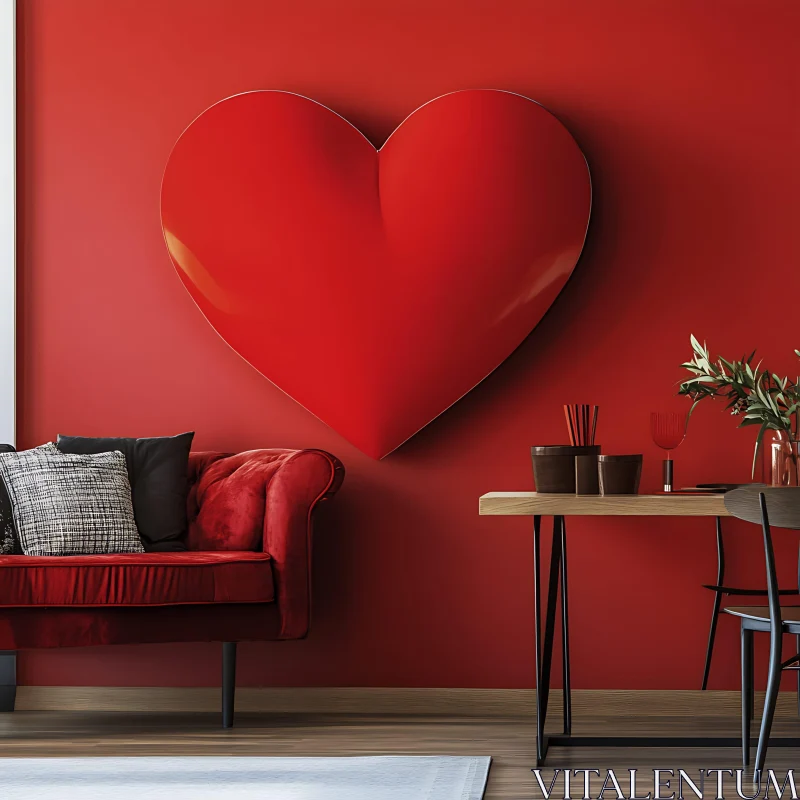 AI ART Heart Decor in Red Room