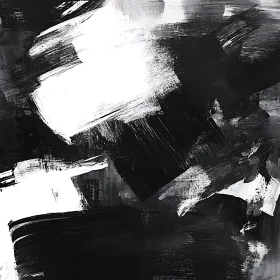 Dynamic Black and White Abstract Painting