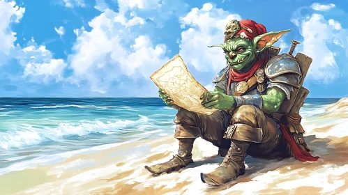 Beach Goblin with Treasure Map