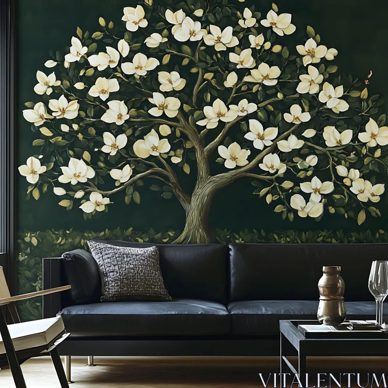 Blossom Tree Painting Interior Design AI Image