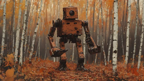 Autumnal Robot in Birch Grove