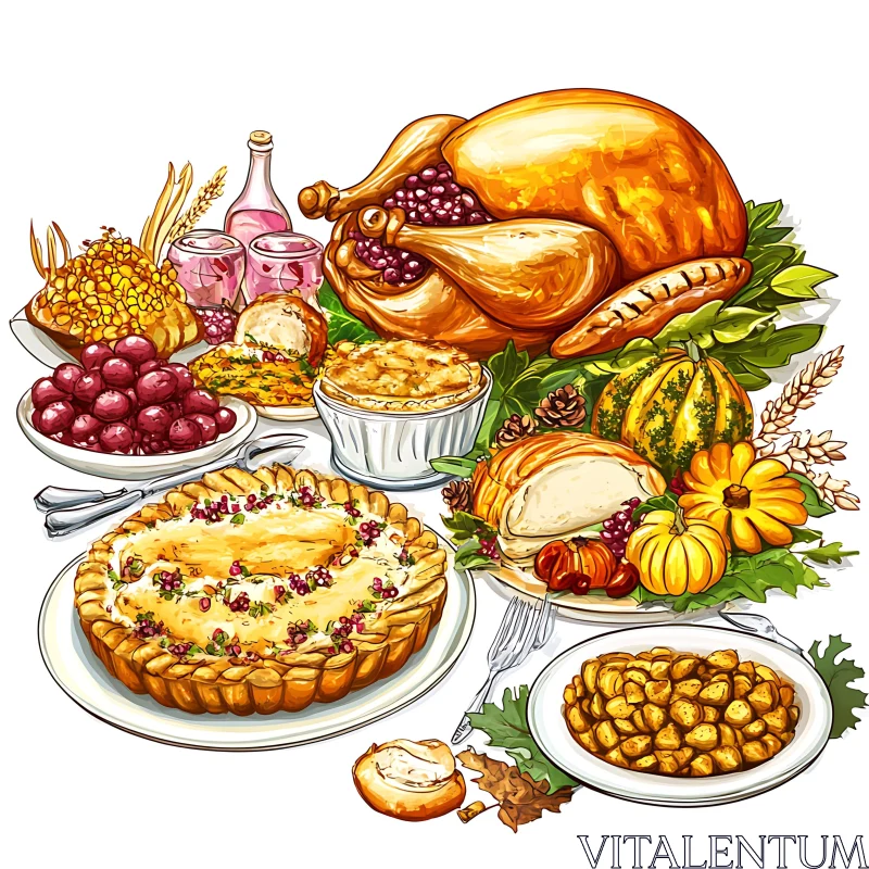 Abundant Thanksgiving Table AI Image