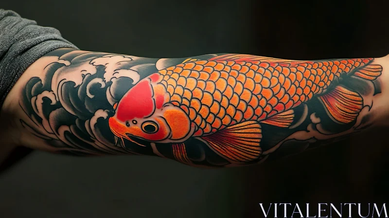 Traditional Style Koi Fish Arm Tattoo AI Image