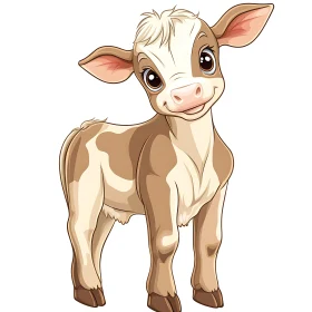 Cartoon Style Cow Calf Animal Art