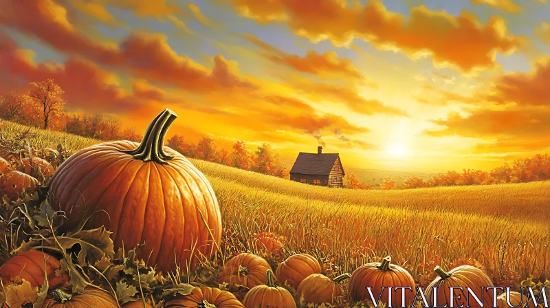 AI ART Golden Hour Pumpkin Patch