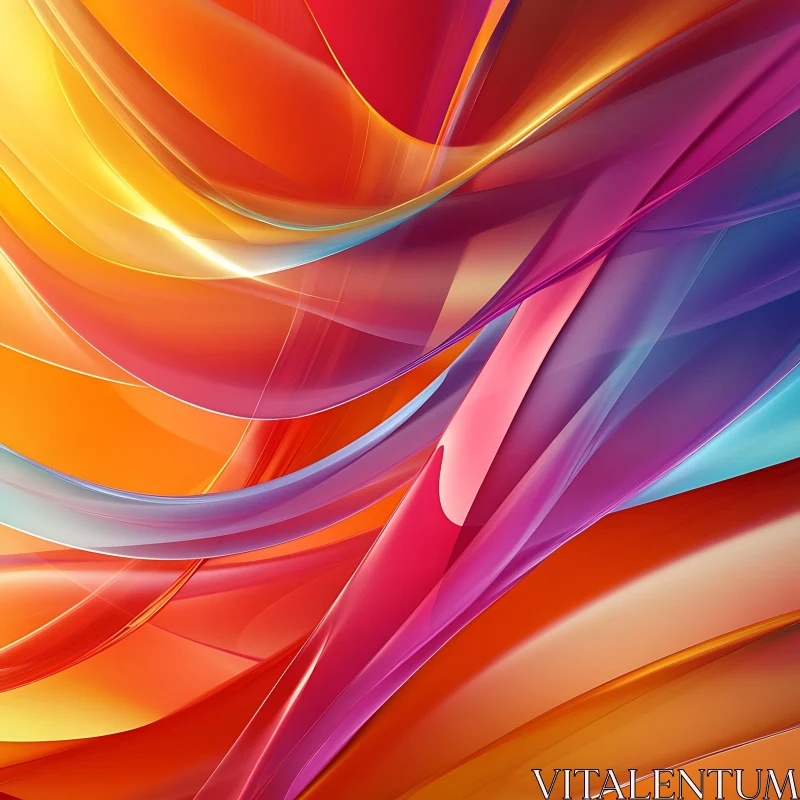 Flowing Colourful Abstract Lines Composition AI Image