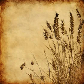 Sepia Wheat Stalks Field Art