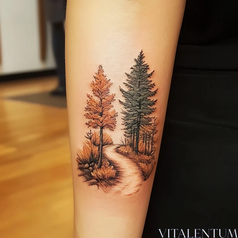 Nature Landscape Tattoo on Arm AI Image