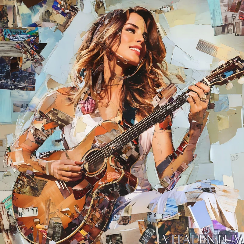 Guitarist Collage Art AI Image