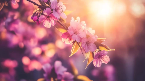 Dreamy Pink Blossoms with Soft Sunlight