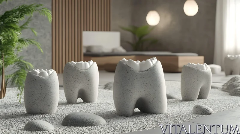 AI ART Zen Tooth Sculptures - Minimalist Home Decor