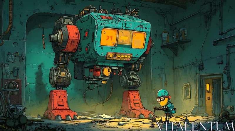 Animated Robot Repair Scene AI Image