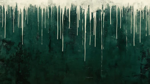 Green and White Drip Painting