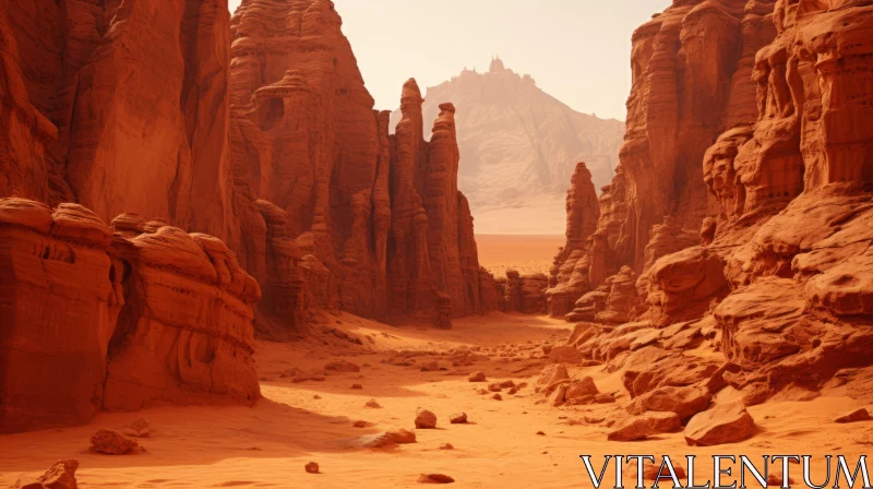 Imposing Monumentality: A Vibrant Red Desert Canyon AI Image