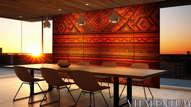 Papua New Guinea Art Influenced Dining Room | Cluj School Style AI Image