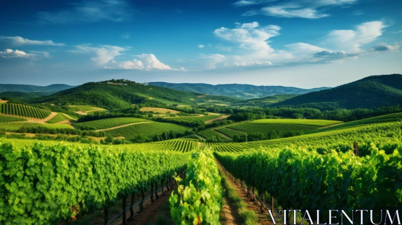 Picturesque Vineyards - A Tranquil Countryside Landscape AI Image