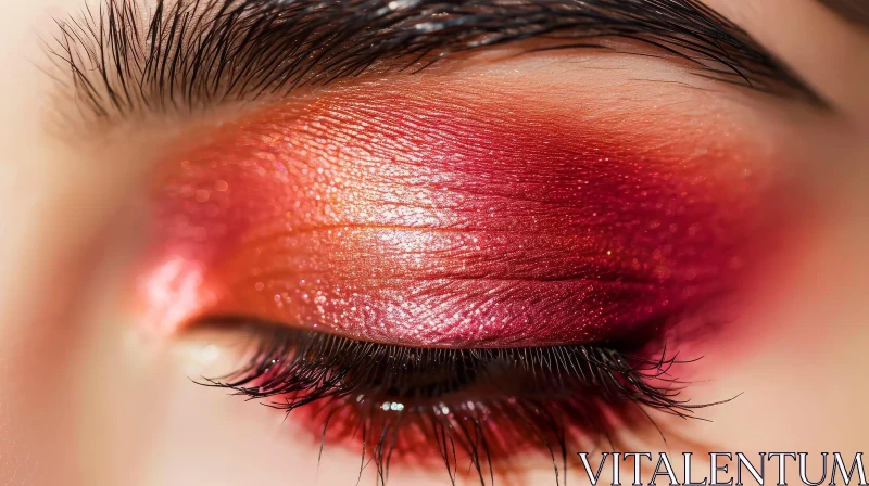 Red Eyeshadow Woman's Eye Close-Up: Captivating Pop Art AI Image