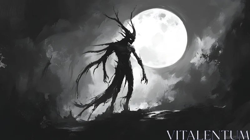 AI ART Moonlit Monster: A Dark Fantasy Scene