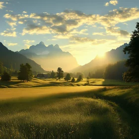 Peaceful Mountain Meadow at Sunrise