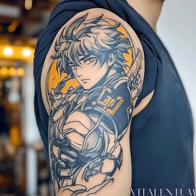 Detailed Anime Character Tattoo AI Image